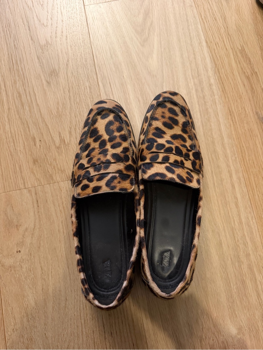 Leopard Print Penny Loafers - Brown